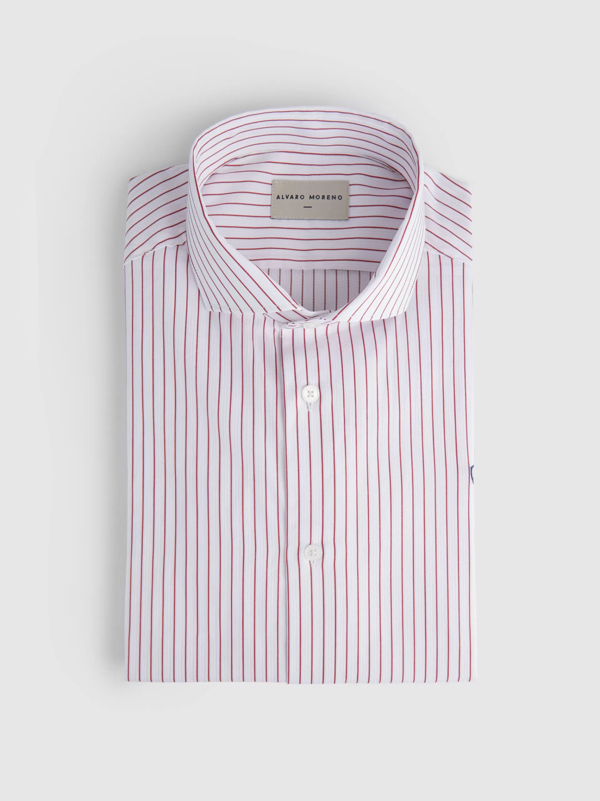 Shop Alvaro Moreno CAMISA RAYAS ESTRUCTURA Rojo