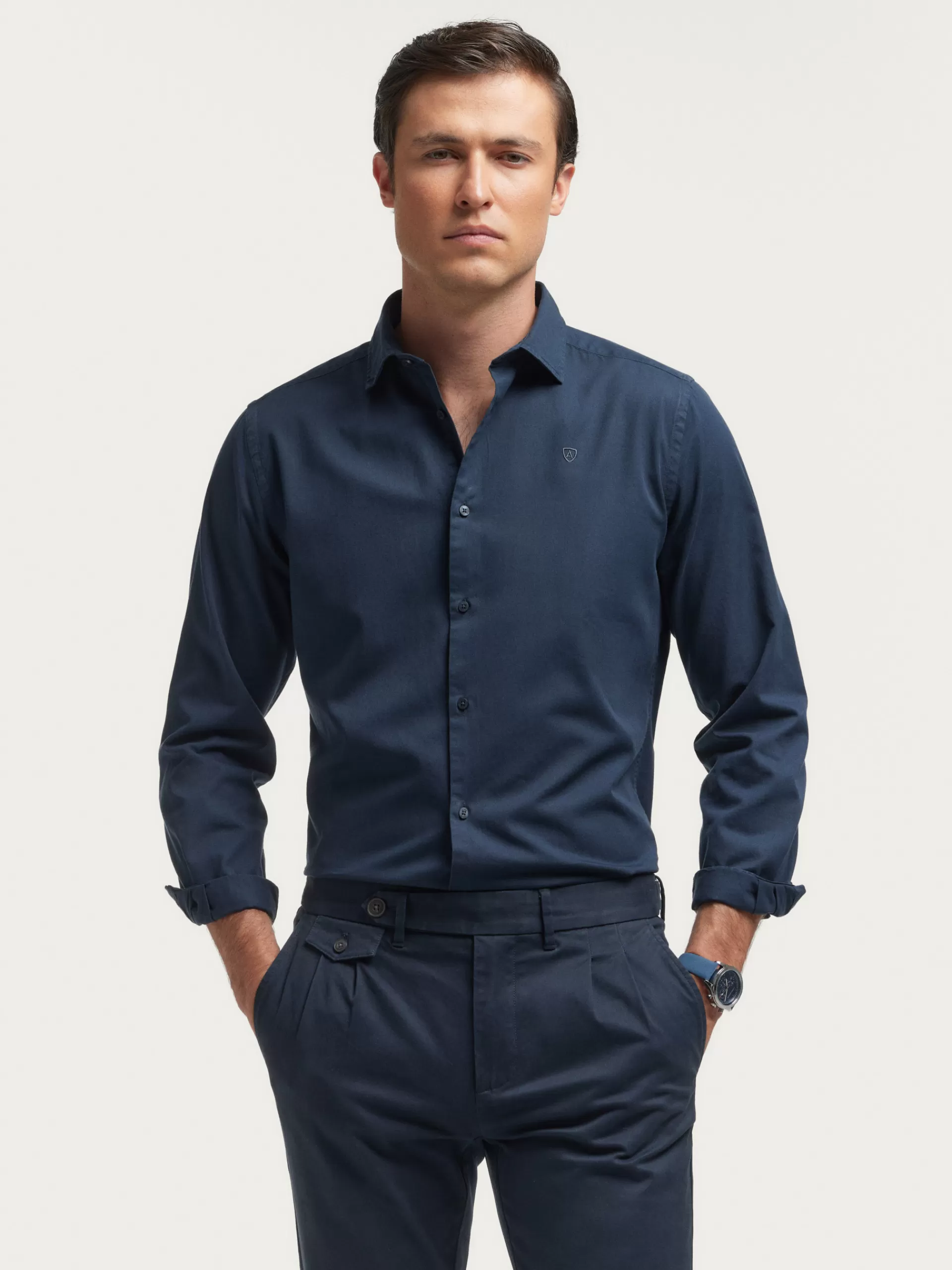 Best Sale Alvaro Moreno CAMISA TWILL DYE Azul Marino